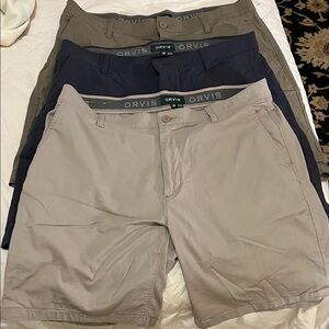 Orvis Men's Flat Front Shorts - Beige, Navy, Olive  (collection)